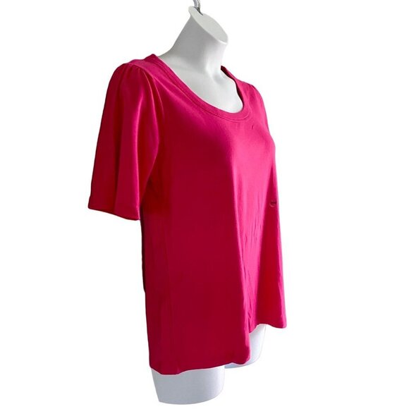 Avenue Bright Pink Scoop Tee Shirt Cotton Women's Size 14 16 NEW NWT - Picture 3 of 8
